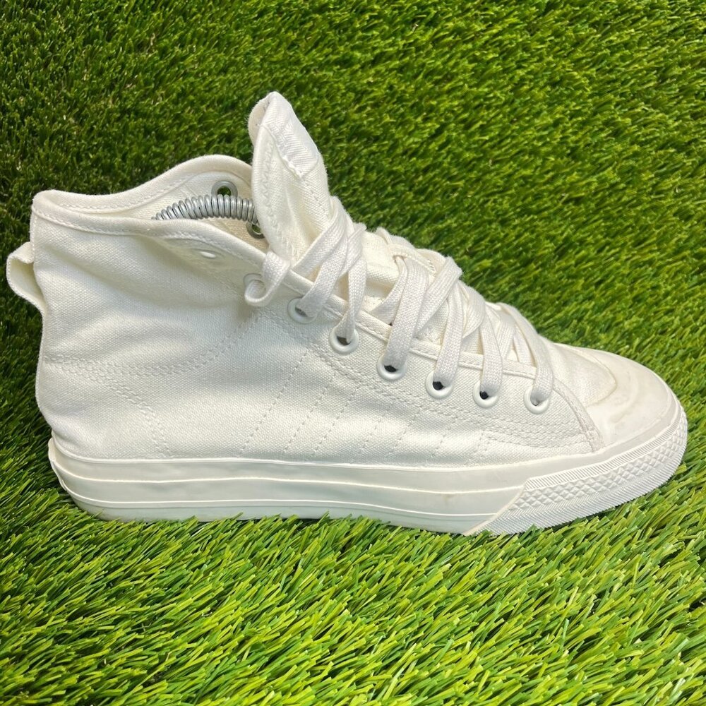 Adidas Nizza RF High Mens Size 7.5 Triple White Athletic Casual Shoes Sneakers